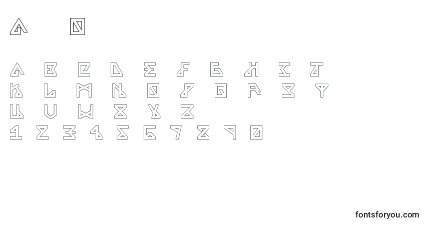 Schriftart AlphaOutline – Alphabet, Zahlen, spezielle Symbole