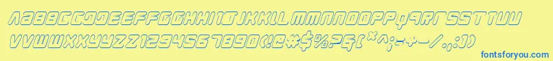 Youngtechs3Di Font – Blue Fonts on Yellow Background