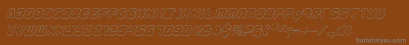 フォントYoungtechs3Di – 茶色の背景に灰色の文字