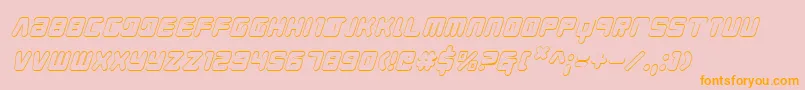 Youngtechs3Di-Schriftart – Orangefarbene Schriften auf rosa Hintergrund