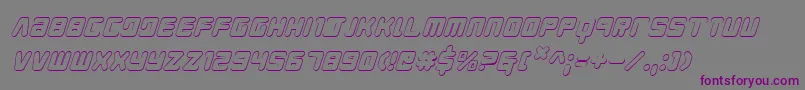 フォントYoungtechs3Di – 紫色のフォント、灰色の背景