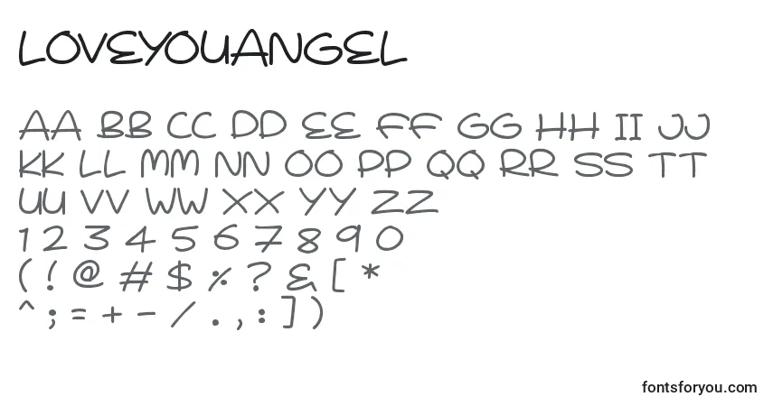 A fonte LoveYouAngel (102137) – alfabeto, números, caracteres especiais
