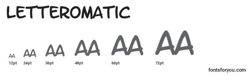 Размеры шрифта Letteromatic