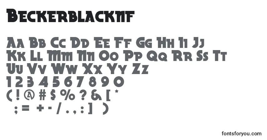 A fonte Beckerblacknf (102139) – alfabeto, números, caracteres especiais