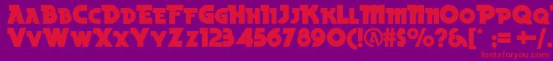 フォントBeckerblacknf – 紫の背景に赤い文字