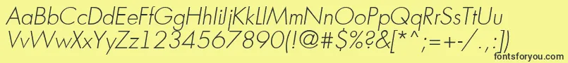 Fonte AFuturicaltThinitalic – fontes pretas em um fundo amarelo