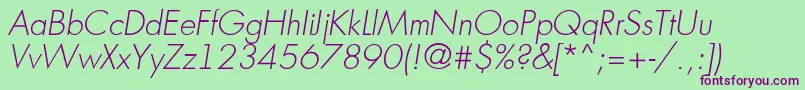 フォントAFuturicaltThinitalic – 緑の背景に紫のフォント
