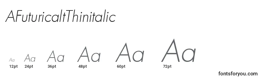 Tamaños de fuente AFuturicaltThinitalic