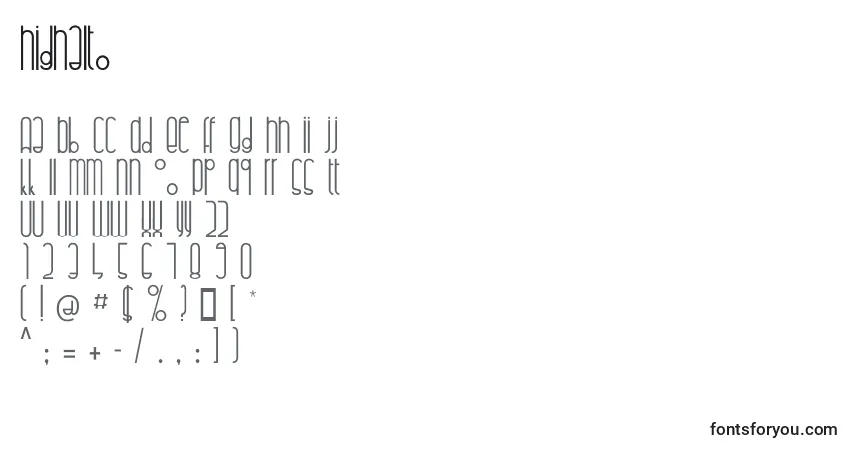 Czcionka Highalto – alfabet, cyfry, specjalne znaki
