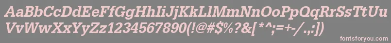フォントUrwegyptiennetmedextnarOblique – 灰色の背景にピンクのフォント