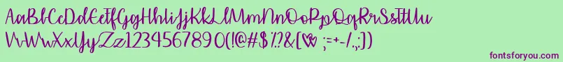 AffectionatelyYoursTtf Font – Purple Fonts on Green Background