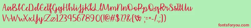 AffectionatelyYoursTtf Font – Red Fonts on Green Background