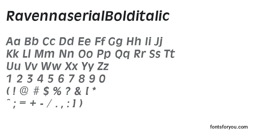 RavennaserialBolditalicフォント–アルファベット、数字、特殊文字