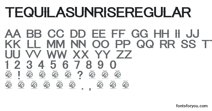 Czcionka TequilasunriseRegular (102148) – alfabet, cyfry, specjalne znaki