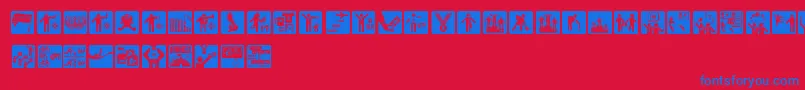 フォントOlympukd – 赤い背景に青い文字