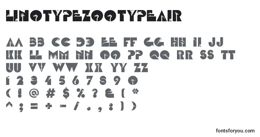 Schriftart LinotypezootypeAir – Alphabet, Zahlen, spezielle Symbole