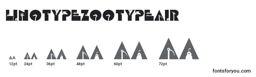 Размеры шрифта LinotypezootypeAir