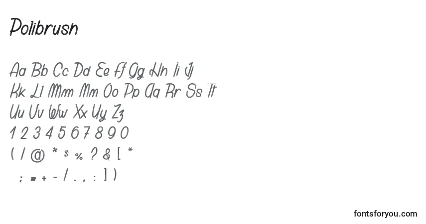 Czcionka Polibrush – alfabet, cyfry, specjalne znaki