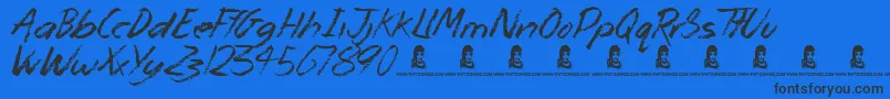 MonsterUnleashed-Schriftart – Schwarze Schriften auf blauem Hintergrund