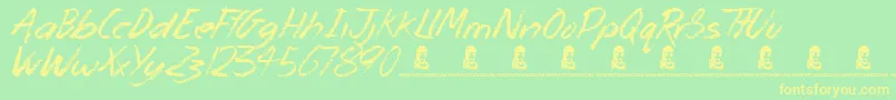 MonsterUnleashed-fontti – keltaiset fontit vihreällä taustalla