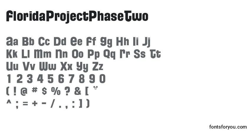 Czcionka FloridaProjectPhaseTwo – alfabet, cyfry, specjalne znaki