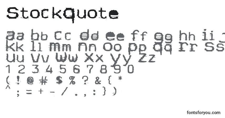 Czcionka StockQuote – alfabet, cyfry, specjalne znaki