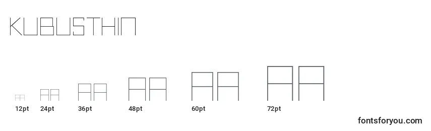 KubusThin (102161) Font Sizes