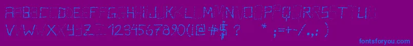 フォントPisStutter – 紫色の背景に青い文字