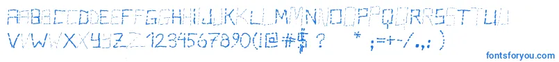 PisStutter-Schriftart – Blaue Schriften auf weißem Hintergrund