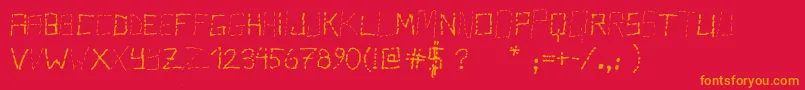PisStutter-Schriftart – Orangefarbene Schriften auf rotem Hintergrund