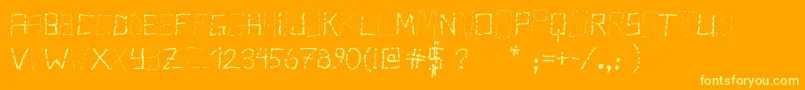 PisStutter-Schriftart – Gelbe Schriften auf orangefarbenem Hintergrund