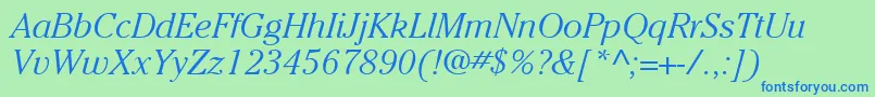 ItcCheltenhamLtLightItalic Font – Blue Fonts on Green Background