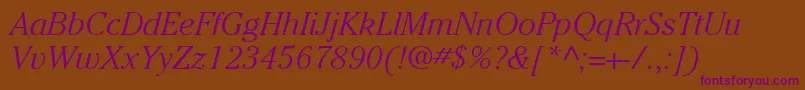 ItcCheltenhamLtLightItalic Font – Purple Fonts on Brown Background