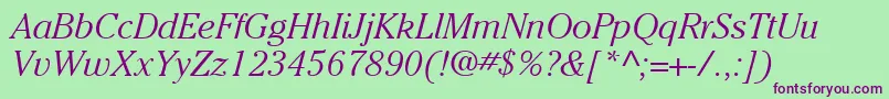 ItcCheltenhamLtLightItalic Font – Purple Fonts on Green Background