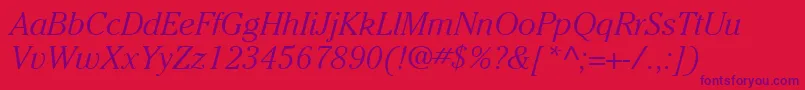 ItcCheltenhamLtLightItalic Font – Purple Fonts on Red Background