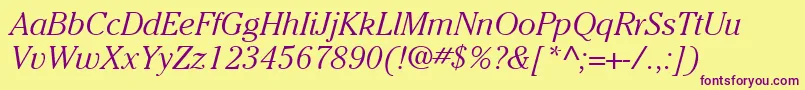 ItcCheltenhamLtLightItalic Font – Purple Fonts on Yellow Background