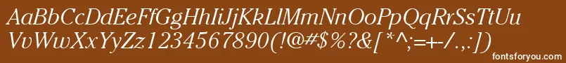 フォントItcCheltenhamLtLightItalic – 茶色の背景に白い文字