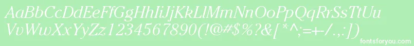 ItcCheltenhamLtLightItalic Font – White Fonts on Green Background