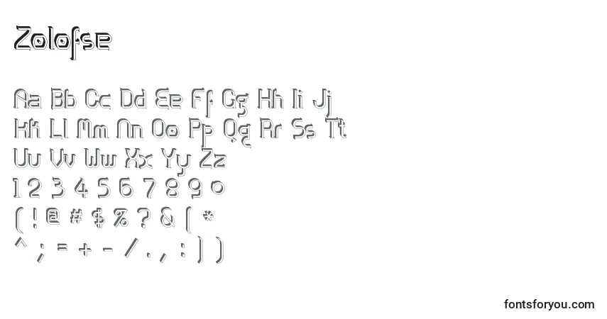 A fonte Zolofse – alfabeto, números, caracteres especiais