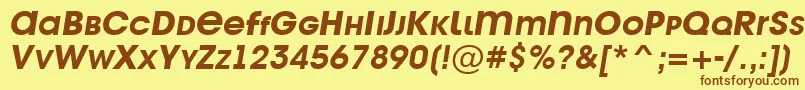 フォントAvant26 – 茶色の文字が黄色の背景にあります。