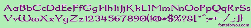 Dumbledor2Wide Font – Purple Fonts on Green Background