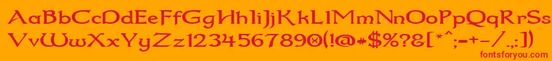 Dumbledor2Wide Font – Red Fonts on Orange Background
