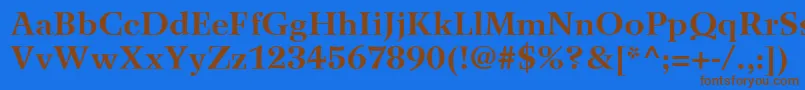 フォントWilkeLt75Bold – 茶色の文字が青い背景にあります。