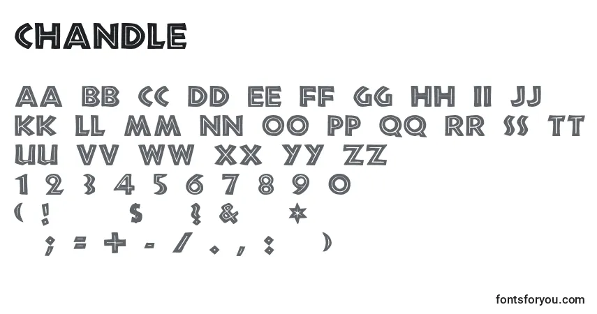 Czcionka Chandle – alfabet, cyfry, specjalne znaki