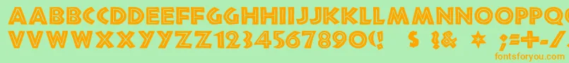 フォントChandle – オレンジの文字が緑の背景にあります。