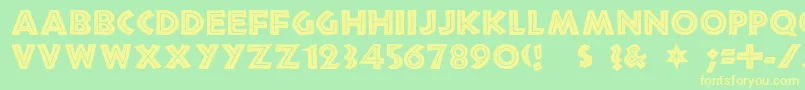 フォントChandle – 黄色の文字が緑の背景にあります