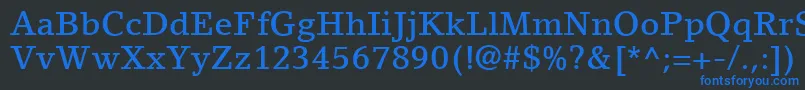 フォントLinoLetterLtMedium – 黒い背景に青い文字