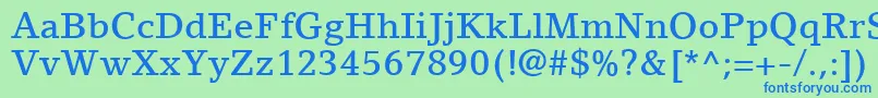 Шрифт LinoLetterLtMedium – синие шрифты на зелёном фоне