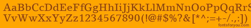 フォントLinoLetterLtMedium – オレンジの背景に茶色のフォント
