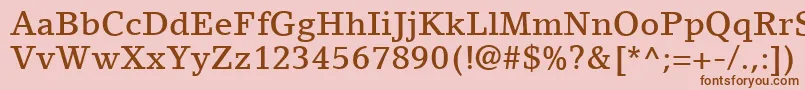 フォントLinoLetterLtMedium – ピンクの背景に茶色のフォント